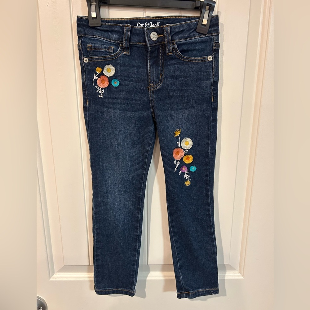 Cat & Jack Children's Embroidered Blue Jeans Size 5